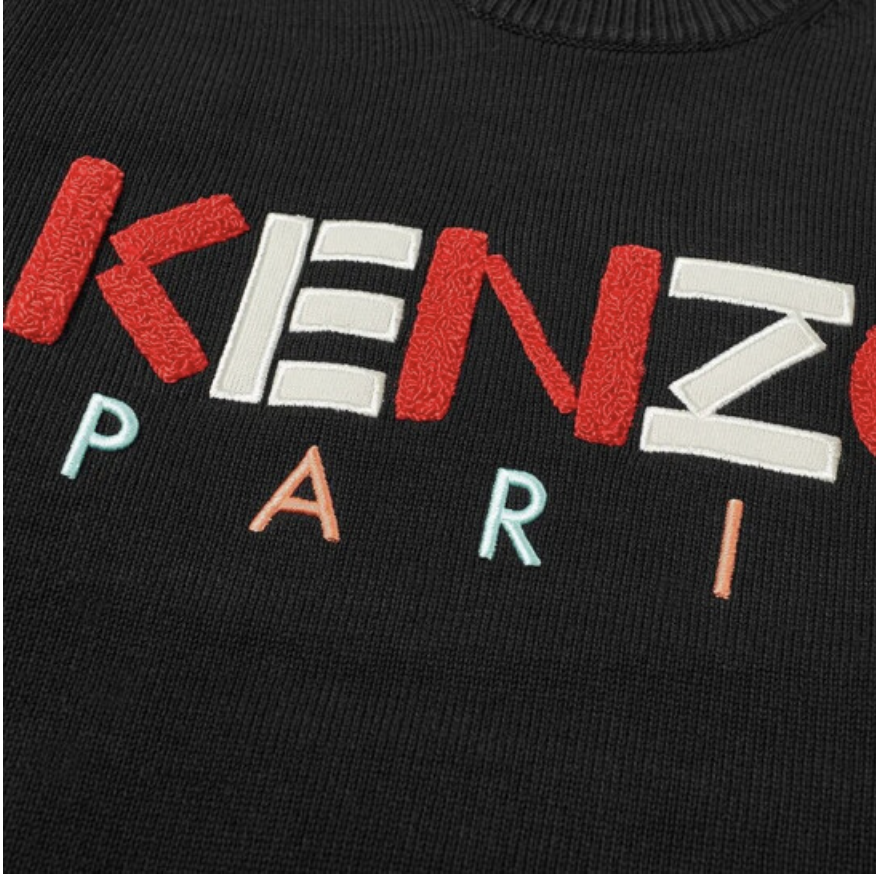 Image 6 of ケンゾーメンズレターパターンラウンドネック長袖ニットセーターブラック 5PU217-201 3LC 99